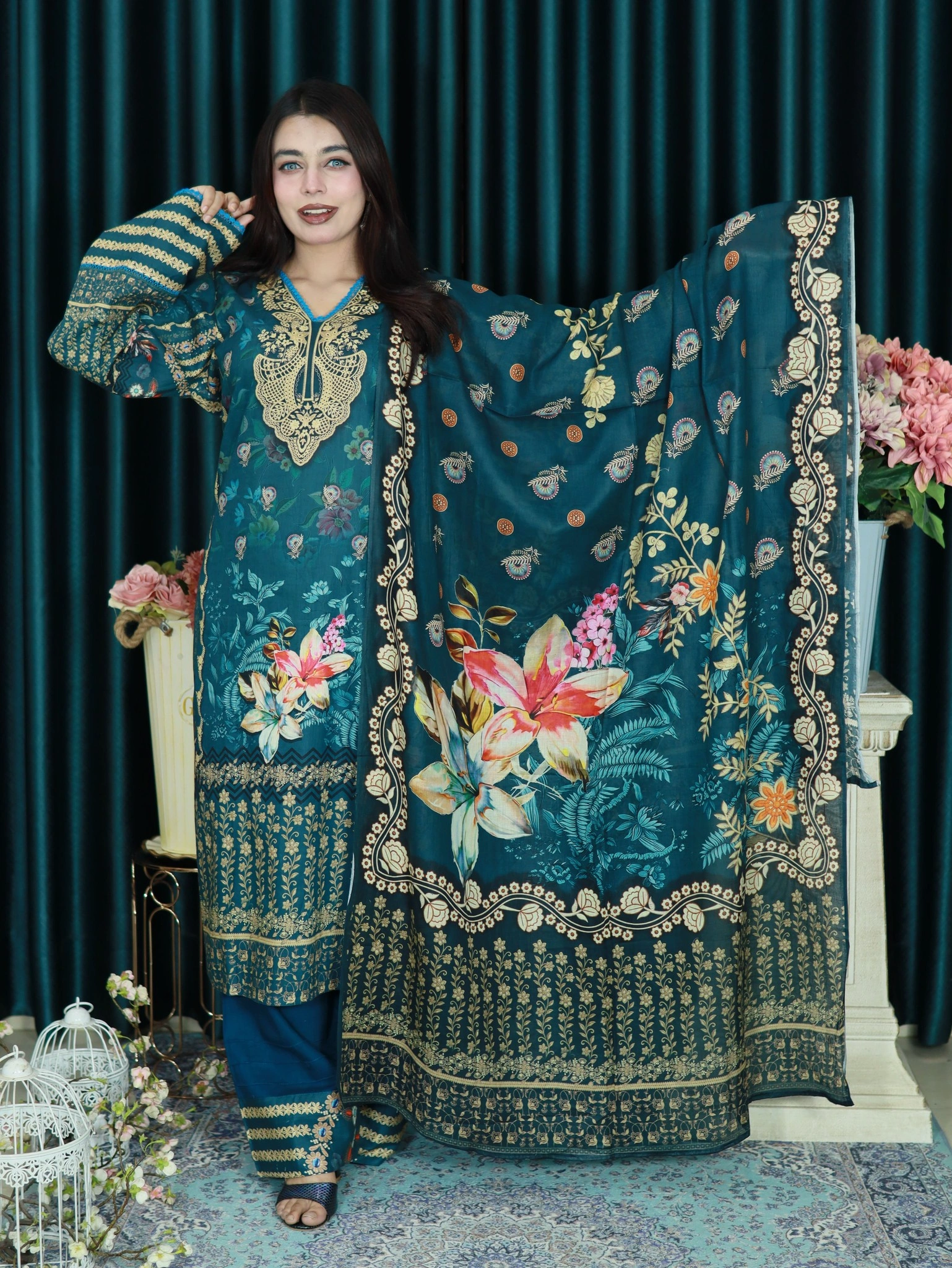 আনরেডি ZAMZAM 414 SEA GREEN COTTON LAWN